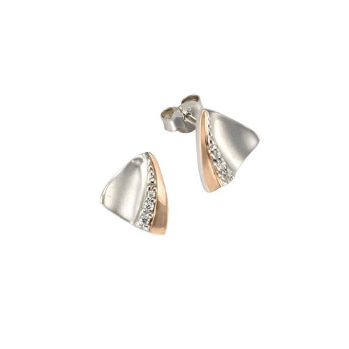 Zeeme Silber Ohrringe Silber 925 zweifarbig mit Zirkonia weiß