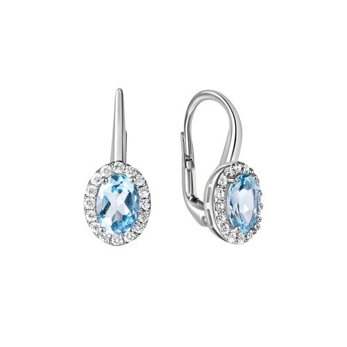 Zeeme Gemstones Ohrhänger 375/- Weißgold Zirkonia und Blautopas