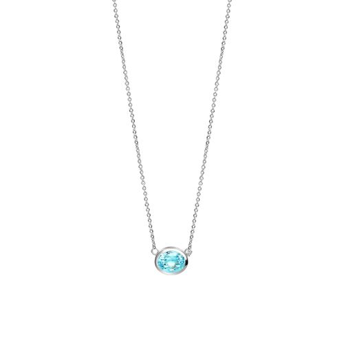 Celesta Silber Halskette 925 Silber rhodiniert mit echten Blautopasen