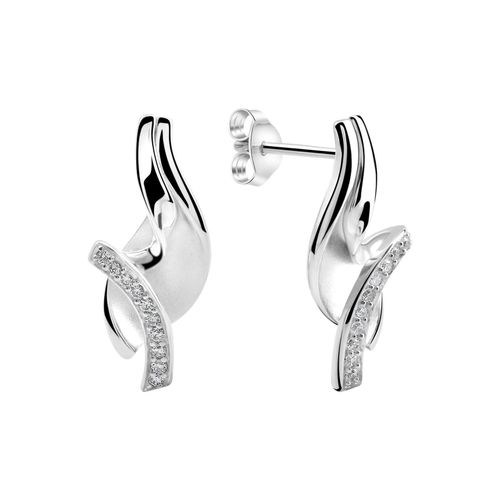 Zeeme Silber Ohrstecker 925/- Sterling Silber rhodiniert Zirkonia