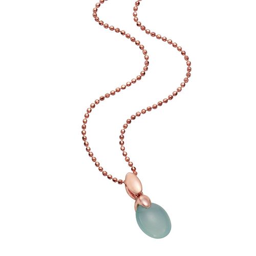 Jamelli Anhänger mit Kette 925 Silber rosé vergoldet Paraiba Chalcedon