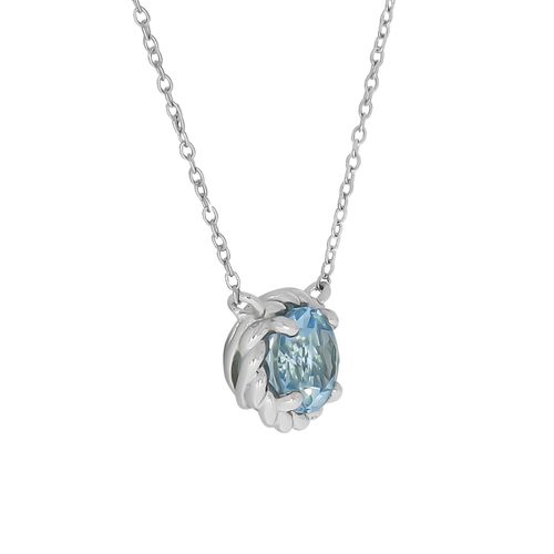 Zeeme Gemstones Halskette Silber 925 rhodiniert 42+5cm mit Blautopas (beh.) 8mm