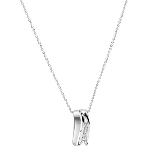 Zeeme Basic Anhänger mit Kette 925/- Sterling Silber rhodiniert Zirkonia