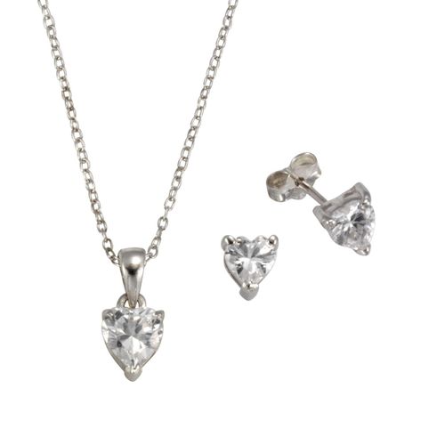 Zeeme Silber Anhänger/Kette + Ohrstecker 925/- Silber rhod.