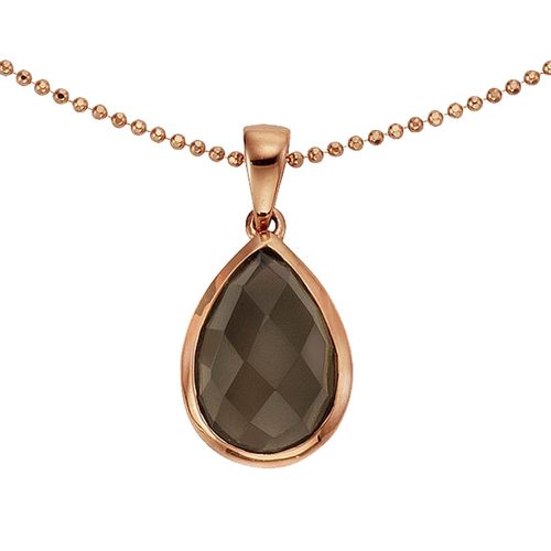 Jamelli Anhänger mit Kette 925 Silber rosé vergoldet Rauchquarz