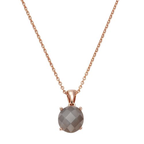 Jamelli Anhänger mit Kette 925 Silber rosé vergoldet Mondstein grau 10mm