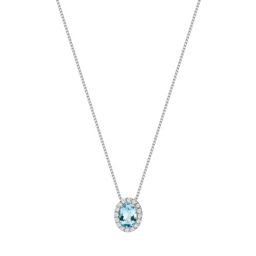 Zeeme Gemstones Collier 375/- Weißgold Zirkonia und Blautopas