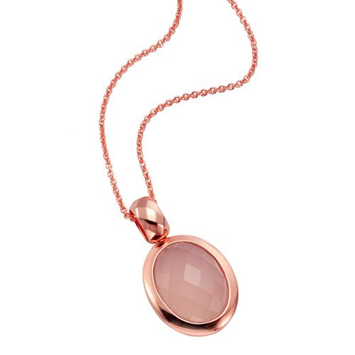 Jamelli Anhänger mit Kette 925 Silber rosé vergoldet mit Chalcedon
