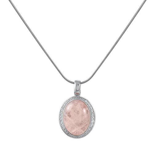 Zeeme Gemstones Halskette Silber 925 rhodiniert 42+5cm Rosenquarz Zirkonia