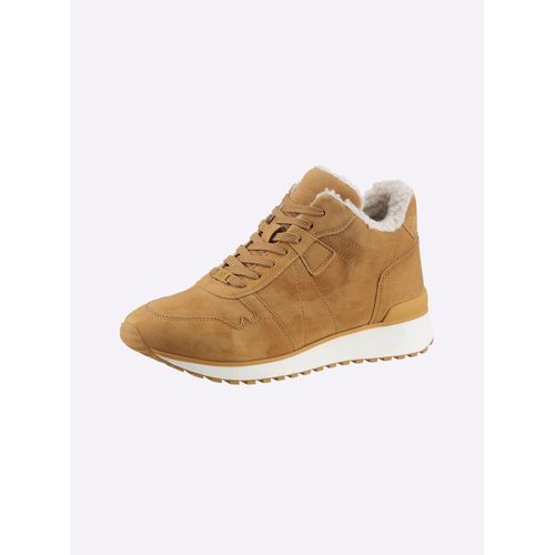 Stiefelette CAPRICE, Damen, Gr. 42, braun (camel), Veloursleder, sportlich, Schuhe