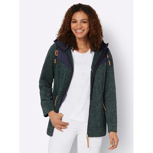 Fleecejacke CASUAL LOOKS, Damen, Gr. 48, grün (apfel, marine, meliert), 100% Polyester, Webware:100% Polyester, meliert, gemustert, mehrfarbig, Langarm, Jacken