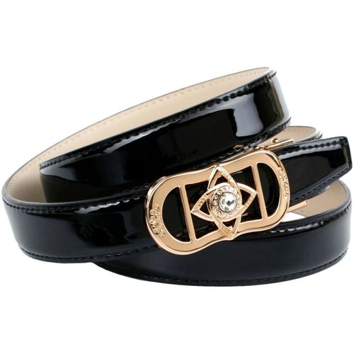 Ledergürtel ANTHONI CROWN, Damen, Gr. 95, schwarz, Leder, unifarben, Gürtel, mit exklusiver Koppelschließe, Lackleder