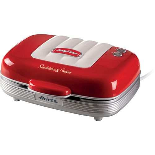 ARIETE 3-in-1-Sandwichmaker "Party Time 1972R, Cookie-Maker", rot, B:27cm H:11cm T:22cm, Sandwichmaker, für Sandwiches, Muffins und Donats, rot