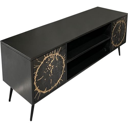 Lowboard GUTMANN FACTORY, schwarz, B:140cm H:54cm T:40cm, Massivholz, Sideboards