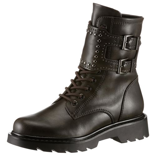 Bikerboots TAMARIS, Damen, Gr. 40, braun (braun used), Lederimitat, used, modisch, Schuhe, Blockabsatz, Schnürboots, Schnürstiefelette mit Innenreißverschluss