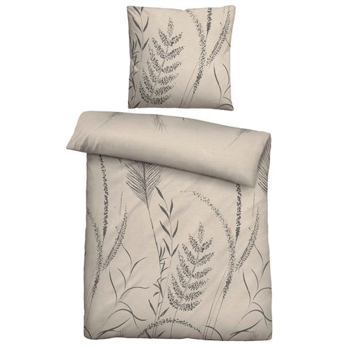 Bettwäsche BIBERNA Gr. 3, grau (taupe), B/L: 155cm x 220cm, Biber-Feinbiber, B/L: 80cm x 80cm, Biber, Feinbiber, 100% Baumwolle, Bettwäsche