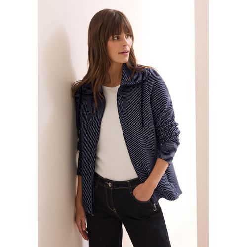 Sweatjacke CECIL, Damen, Gr. XXL (46), blau (universal blau), Sweatware, Obermaterial: 61% Baumwolle, 37% Polyester, 2% Elasthan, casual, bequem, Langarm, Sweatjacken