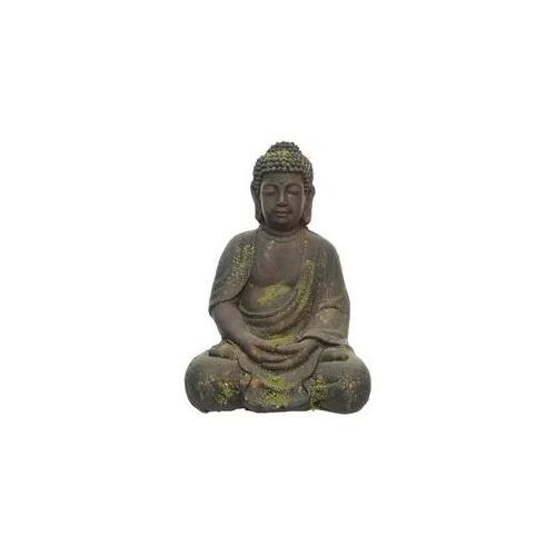 Meditierender Buddha - Gartendeko - Magnesia - sitzend - H: 30,5cm - braun, grün