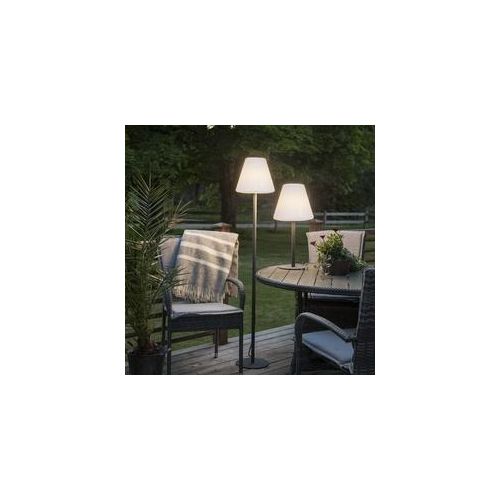 Garten Beistelllampe/Tischlampe - H: 60cm - weißer Lampenschirm - E27 Fassung - Innen/Außen