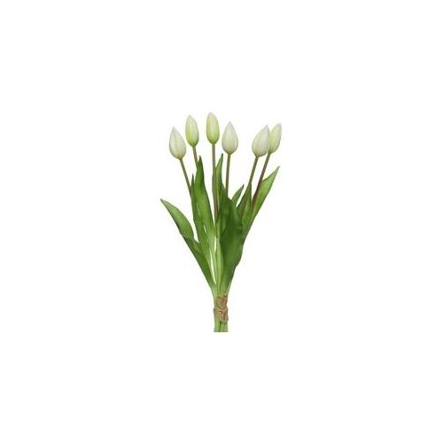 Tulpenbund mit 6 Blüten - Kunstblumen - H: 40cm - weiß