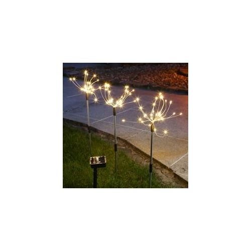 LED Solar FEUERWERK - Gartendeko - je 30 warmweiße LED - H: 40cm - Lichtsensor - 3er Set