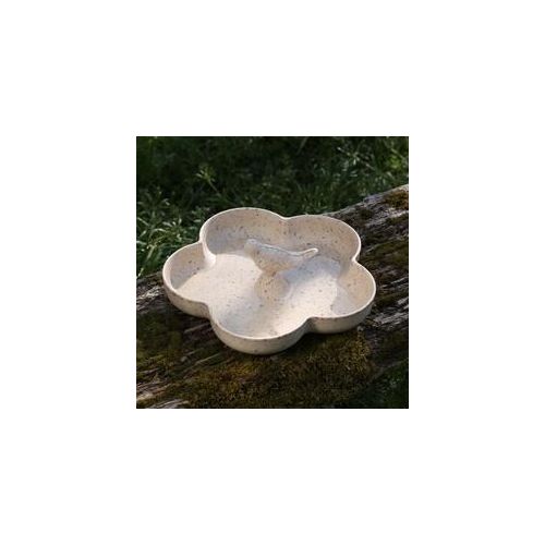 Futterstelle Blume mit V√∂gelchen - Vogeltränke - Bambus - H: 7cm - beige