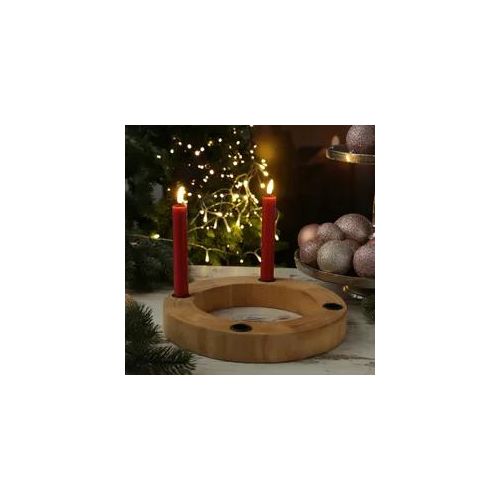 Stabkerzenhalter Adventskranz - Kerzenring für 4 Tafelkerzen - Kerzenständer - Holz - D: 27cm