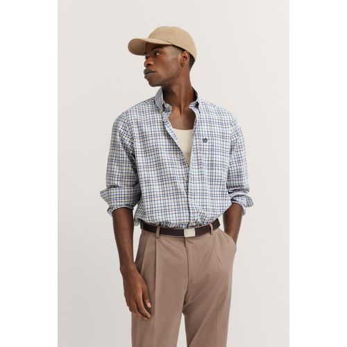 Langarmhemd BUGATTI, Herren, Gr. XXL, Normalgrößen, 60, taupe, 100% Baumwolle, kariert, casual, normal, Langarm eckige 2-Knopf-Manschette, Hemden, mit Karo-Muster