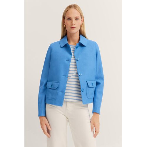 Langjacke BUGATTI, Damen, Gr. 38, 320, hellblau, 100% Wolle, unifarben, casual, regular fit, Langarm normaler Saum, Jacken, aus 100 % Wolle