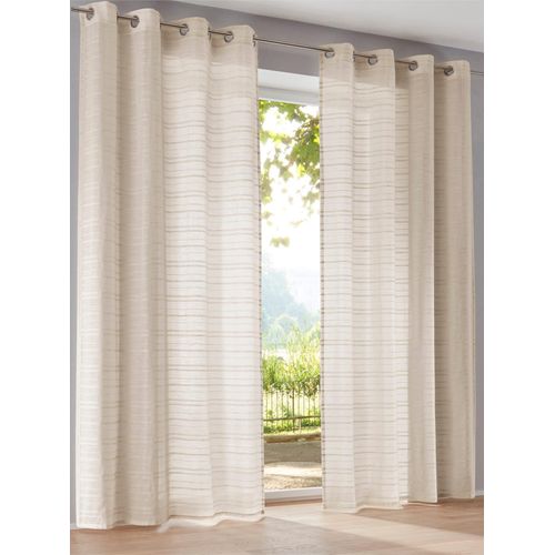 Gardine HEINE HOME Gr. 4, weiß (beige, sanftes weiß), B:140cm H:245cm, Polyester, Gardinen