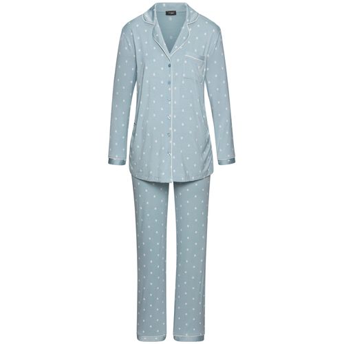 Umstandspyjama VIVANCE DREAMS, Damen, Gr. 32/34, blau (hellblau, gemustert), Single Jersey, Obermaterial: 95% Viskose, 5% Elasthan, gemustert, feminin, bequem lang, V-Ausschnitt, Langarm eingesetzt Manschette, Homewear-Sets, mit schönem Allover-Print