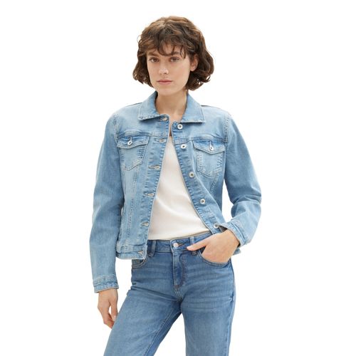 Jeansjacke TOM TAILOR, Damen, Gr. XL (42), blau (light stone blau denim), Denim/Jeans, Obermaterial: 99% Baumwolle, 1% Elasthan. Futter: 100% Baumwolle, casual, kurz, Rundhals, Langarm, Jacken