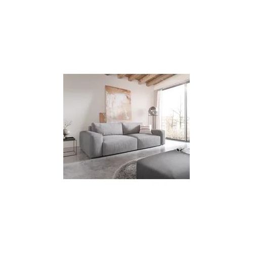 Big-Sofa Lanzo XL 270x130 cm Mikrofaser Grau mit Hocker