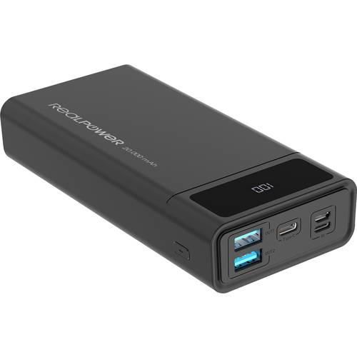 RealPower PB-20k Powerbank 20000 mAh USB PD Lithium Schwarz Statusanzeige