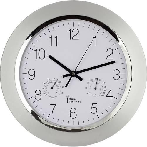 EUROTIME 56004 Funk Wanduhr 34 cm x 5 cm Silber