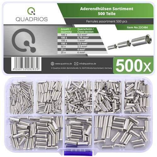 Quadrios 22C484 Aderendhülsen-Sortiment 0.5 mm², 0.75 mm², 1.0 mm², 1.5 mm², 2.5 mm², 4.0 mm², 6.0 mm² Unisoliert 500 St.