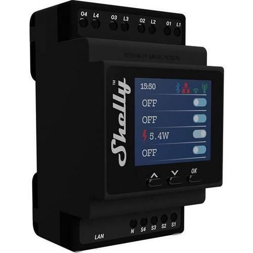 Shelly 4Pro PM Shelly Hutschienenrelais Bluetooth, Wi-Fi