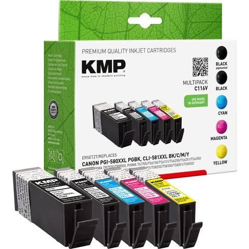 KMP Druckerpatrone ersetzt Canon PGI-580PGBK XXL, CLI-581BK XXL, CLI-581C XXL, CLI-581M XXL, CLI-581Y XXL Kompatibel Kombi-Pack Schwarz, Foto Schwarz, Cyan,