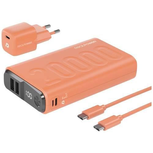 RealPower PB-20000 Power Pack Powerbank 20000 mAh Li-Ion USB, USB-C® Orange