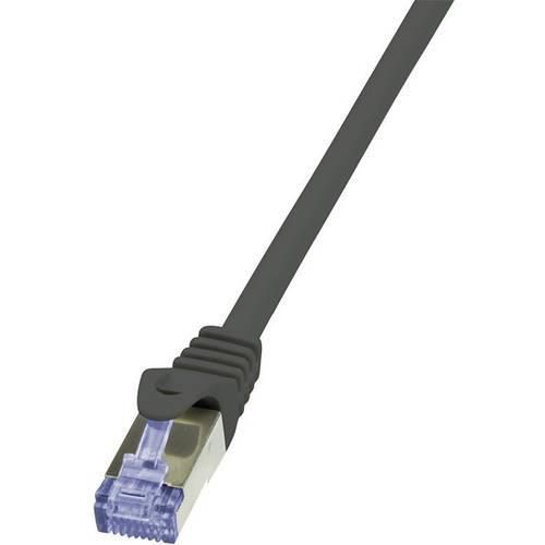 LogiLink CQ3093S RJ45 Netzwerkkabel, Patchkabel CAT 6a S/FTP 10.00 m Schwarz Flammwidrig, mit Rastnasenschutz 1 St.