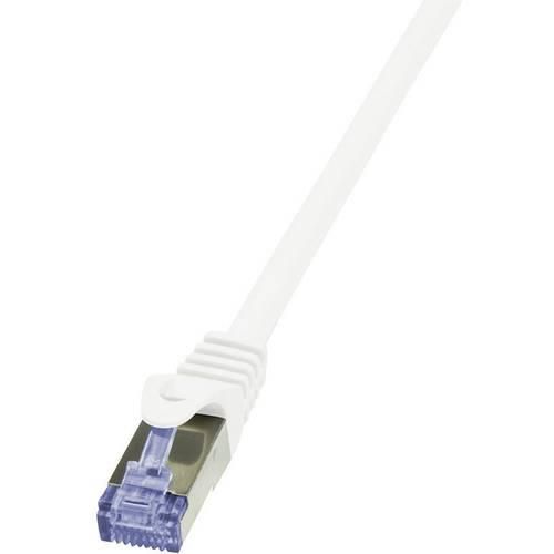 LogiLink CQ3091S RJ45 Netzwerkkabel, Patchkabel CAT 6a S/FTP 10.00 m Weiß Flammwidrig, mit Rastnasenschutz 1 St.