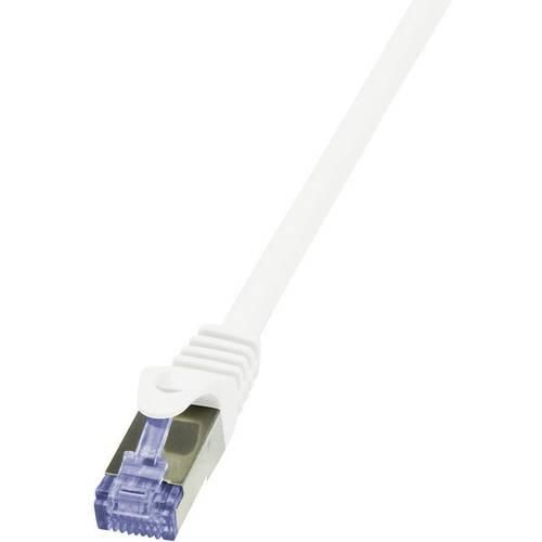 LogiLink CQ3081S RJ45 Netzwerkkabel, Patchkabel CAT 6a S/FTP 7.50 m Weiß Flammwidrig, mit Rastnasenschutz 1 St.