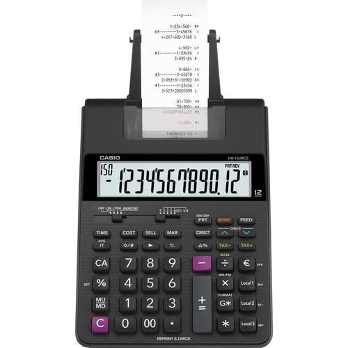 Casio HR-150 RCE Druckender Tischrechner Schwarz Display (Stellen): 12 batteriebetrieben, netzbetrieben (Optional) (L x B x H) 295 x 165 x 65 mm