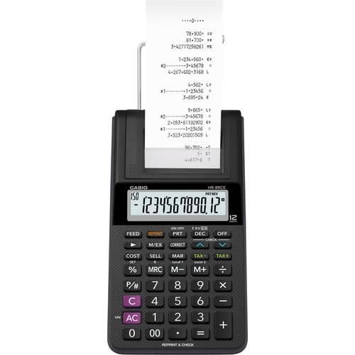 Casio HR-8RCE-BK Druckender Tischrechner Schwarz Display (Stellen): 12 batteriebetrieben, netzbetrieben (Optional) (L x B x H) 209 x 102 x 42 mm