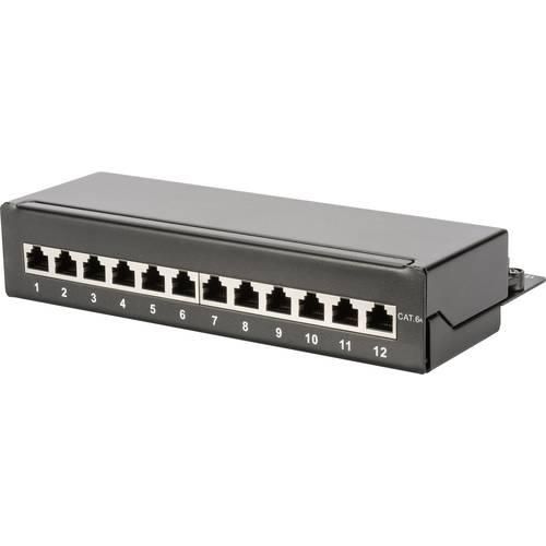 Digitus DN-91612SD-EA 12 Port Netzwerk-Patchbox 483 mm (19) CAT 6a 1 HE Schwarz (RAL 9005) Bestückt