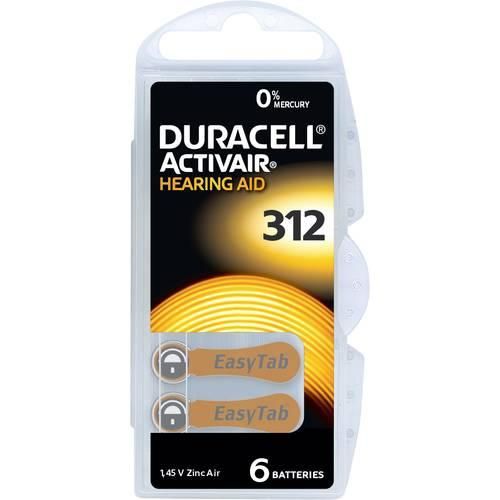 Duracell Hörgerätebatterie ZA 312 1.45 V 6 St. 160 mAh Zink-Luft Activair 312