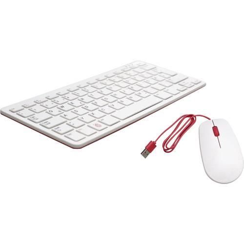 Raspberry Pi® Desktop Kit USB Tastatur, Maus-Set Deutsch, QWERTZ Weiß, Rot