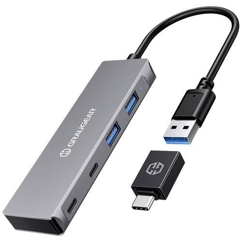 GrauGear G-HUB2A2C-AC 4 Port USB 3.2 Gen 1-Hub (USB 3.0) Silber