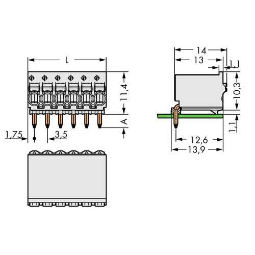 WAGO Stiftgehäuse-Platine 2091 Polzahl Gesamt 8 Rastermaß: 3.50 mm 2091-1378 100 St.