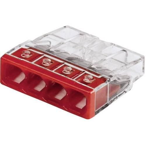 WAGO 2273-204-1 2273 Dosenklemme flexibel: - starr: 0.5-2.5 mm² Polzahl: 4 1 St. Transparent, Rot